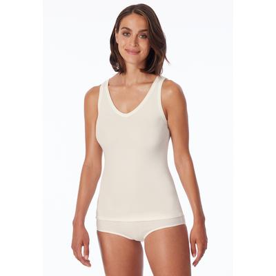 Trägertop SCHIESSER "Naturschönheit", Damen, Gr. 38, beige (403, sekt), Feinripp, Obermaterial: 95% Baumwolle, 5% Elasthan, hüftlang, V-Ausschnitt, Tops Trägertop, mit V-Ausschnitt