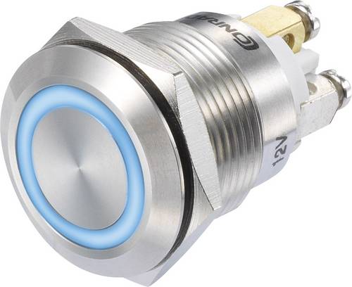 TRU Components 1273005 GQ19F-10E/B/12V/S Drucktaster 48 V/DC 2A 1 x Ein/(Ein) tastend Blau IP65 1St.