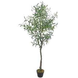 Decovego Kunstpflanze Olivenbaum, Kunstbaum im Topf mit Kunststoffstamm, Höhe 160 cm
