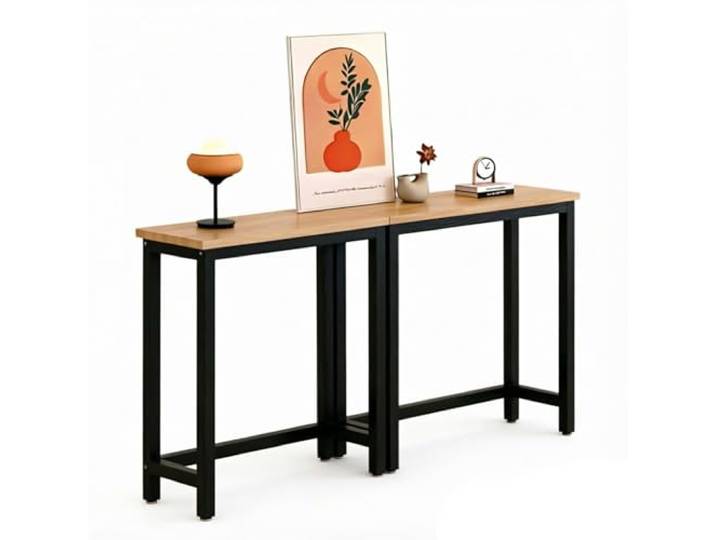 uofgcru Konsolentisch Schmale Lange Betttische Schlafzimmer Wohnzimmer, Moderne Sofaarmlehntische, anpassbare kleine Konsole Eingang Flur - Holzfarbe(200×20×100cm)