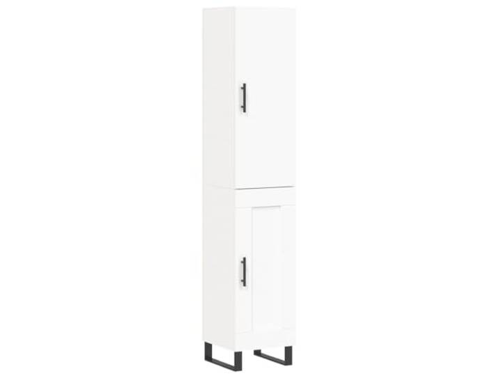 Highboard Weiß 34,5x34x180 cm Holzwerkstoff mit Metallfüßen Viel Stauraum, praktische Türen, stabile Metallfüße, Holzwerkstoff, hochwertige Verarbeitung