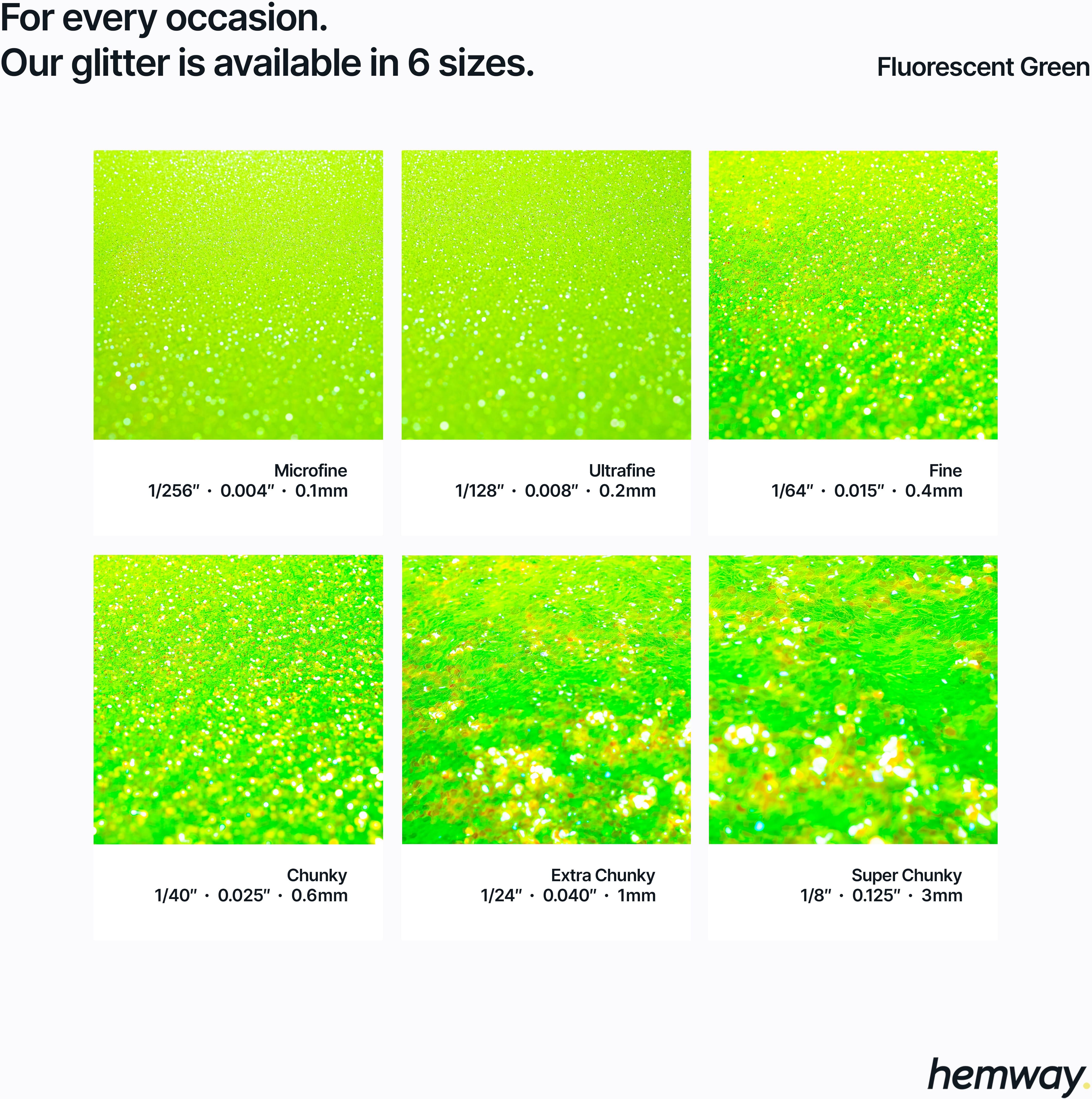 Hemway Epoxy Resin Glitter 100g / 3.5oz   Fluorescent Green   Polyurethane   Tumblers   Flooring - Fluorescent Green - Fine 100g