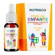 Nutri&Co Probiotiques Enfant Vitamine D & Oméga 3 15 ml - Flacon compte goutte 15 ml