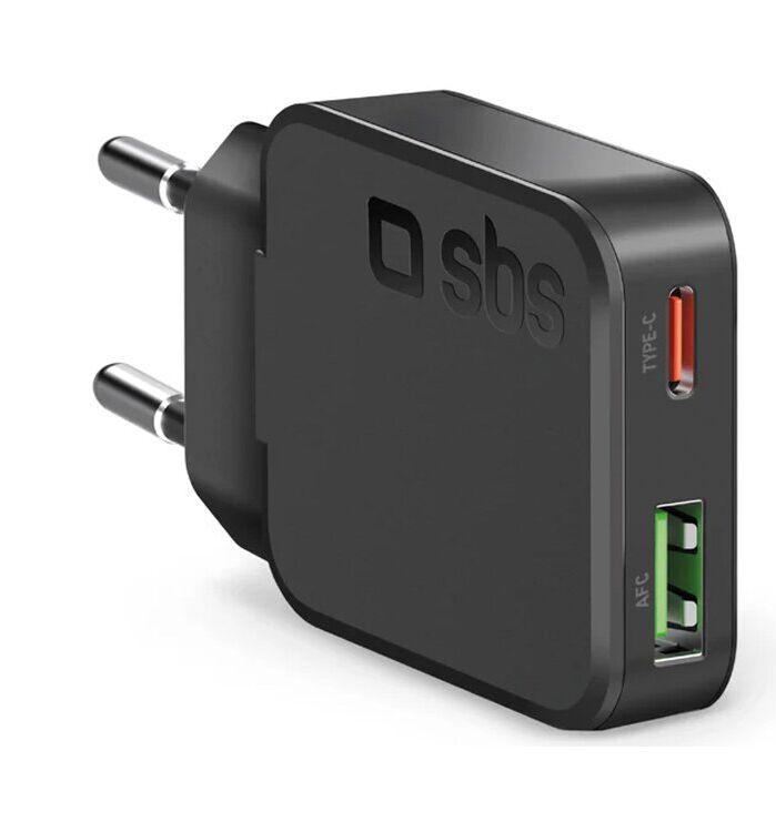 CARREGADOR SBS USB-A/C PD30W BLACK