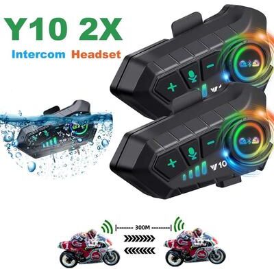 Uplift Picks Kebidumei YP10 2X Motorcycle Intercom Headset Bluetooth 5.3 Waterproof 300m hard Mic