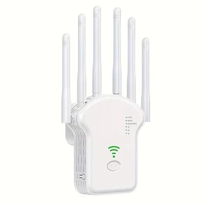 WLAN-Extender, WLAN-Booster, 6-mal stärker, 300 Mbit/s WLAN, 2,485 GHz, Dualband, starke WLAN-Signaldurchdringung, 35 Geräte, 4 Modi, 1-Tap-Einstellungen, 6 Antennen, 360-Grad-Vollabdeckung,