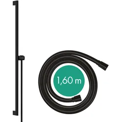 hansgrohe Unica Duschstange S PURO 90 cm, Easy Slide Duschkopfhalter, Isiflex Duschschlauch 160 cm, 24405670, Farbe: Mattschwarz