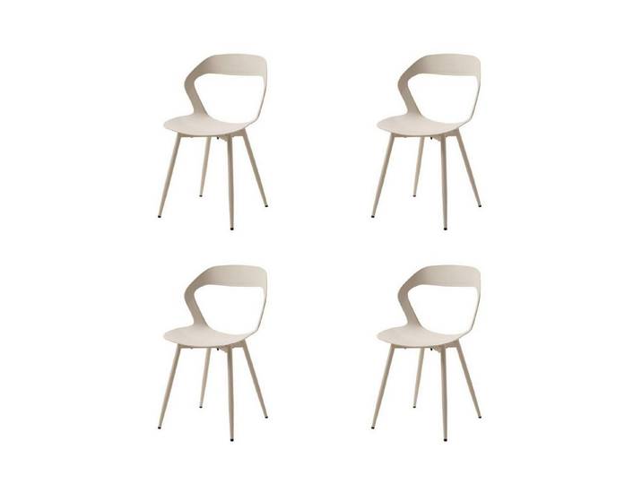 LuxusKollektion Esszimmerstuhl Esszimmerstuhl Küchenstuhl Metallbeine hohle 4er Set Beige+beige