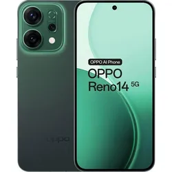 OPPO Reno14 (256 GB, Luminous Green, 6.59", Dual SIM, 5G), Smartphone, Grün