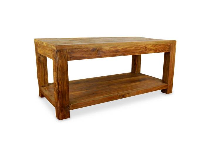 livasia Couchtisch mit Ablage, Teakholz, handgefertigt aus Java, 100x50x45cm