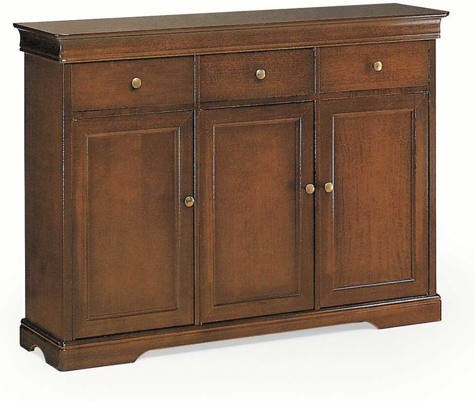 Pharao24.de Esszimmersideboard klassisch in Nussbaumfarben drei Schubladen und Türen