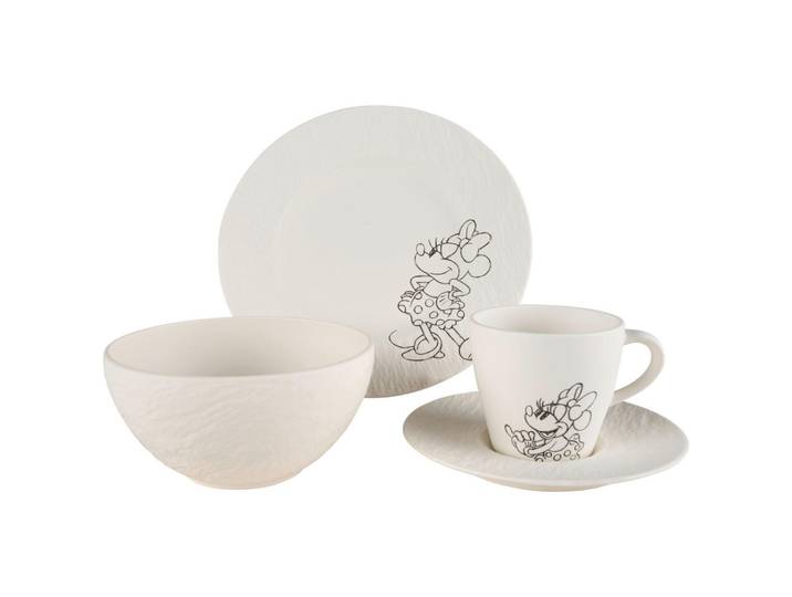 Villeroy & Boch Frühstücksservice ManRock Mickey Mouse, Weiß, Keramik, 4-teilig, Geschirr, Geschirrsets, Kaffeeservice