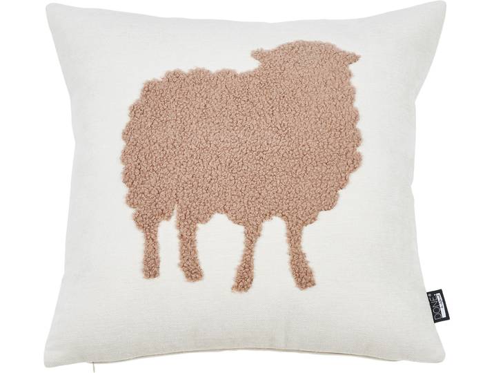Dekokissen DONE. SHEEP , beige (beige, deep taupe), B:45cm H:1cm L:45cm, Polyester, Dekokissen_Sitzkissen_Kissenhüllen, Dekokissen, Extra weiche Haptik