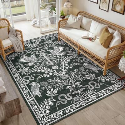 Garvee Vintage Animals Print Washable Area Rug