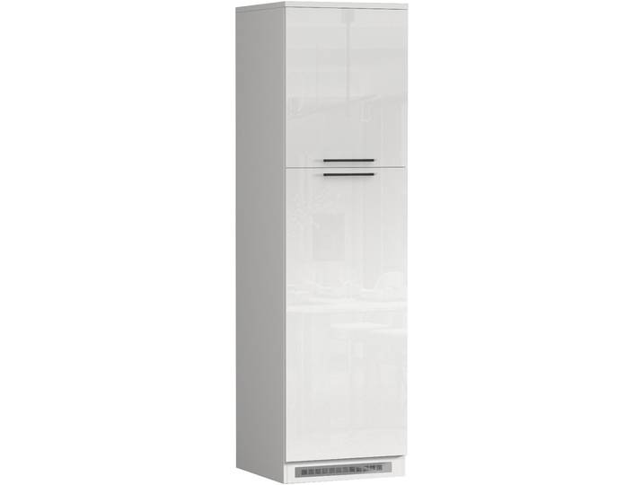 Kühlumbauschrank KOCHSTATION Luna, Kühlschrank-Umbau, Einbauschrank für Kühlschrank, Made in Italy , weiss (weiß hochglanz, weiß matt), B:60cm H:214,5cm T:60cm, Schränke, Kühlumbauschrank, B/T/H: 60×60×214,5 cm, für zwei Kühlschrankhöhen vorbereitet