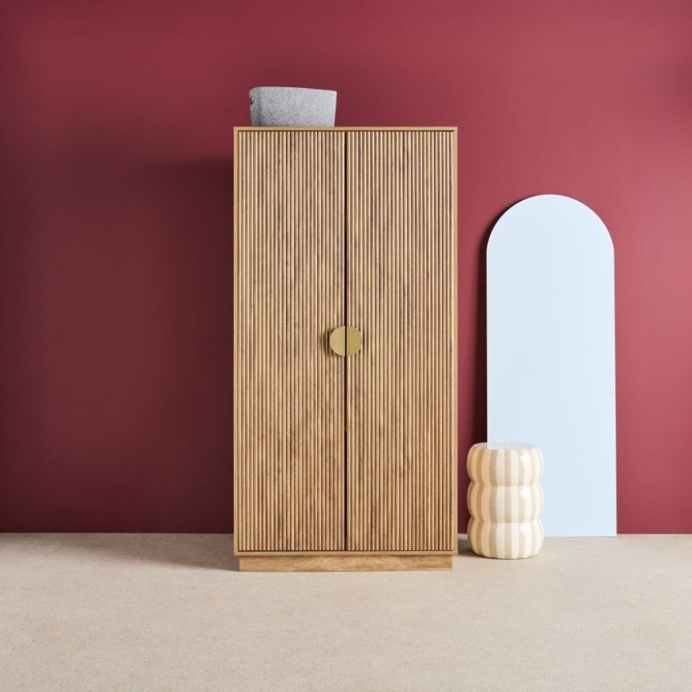 sweeek Armario vestidor efecto madera de mango ranurado, 2 puertas, efecto