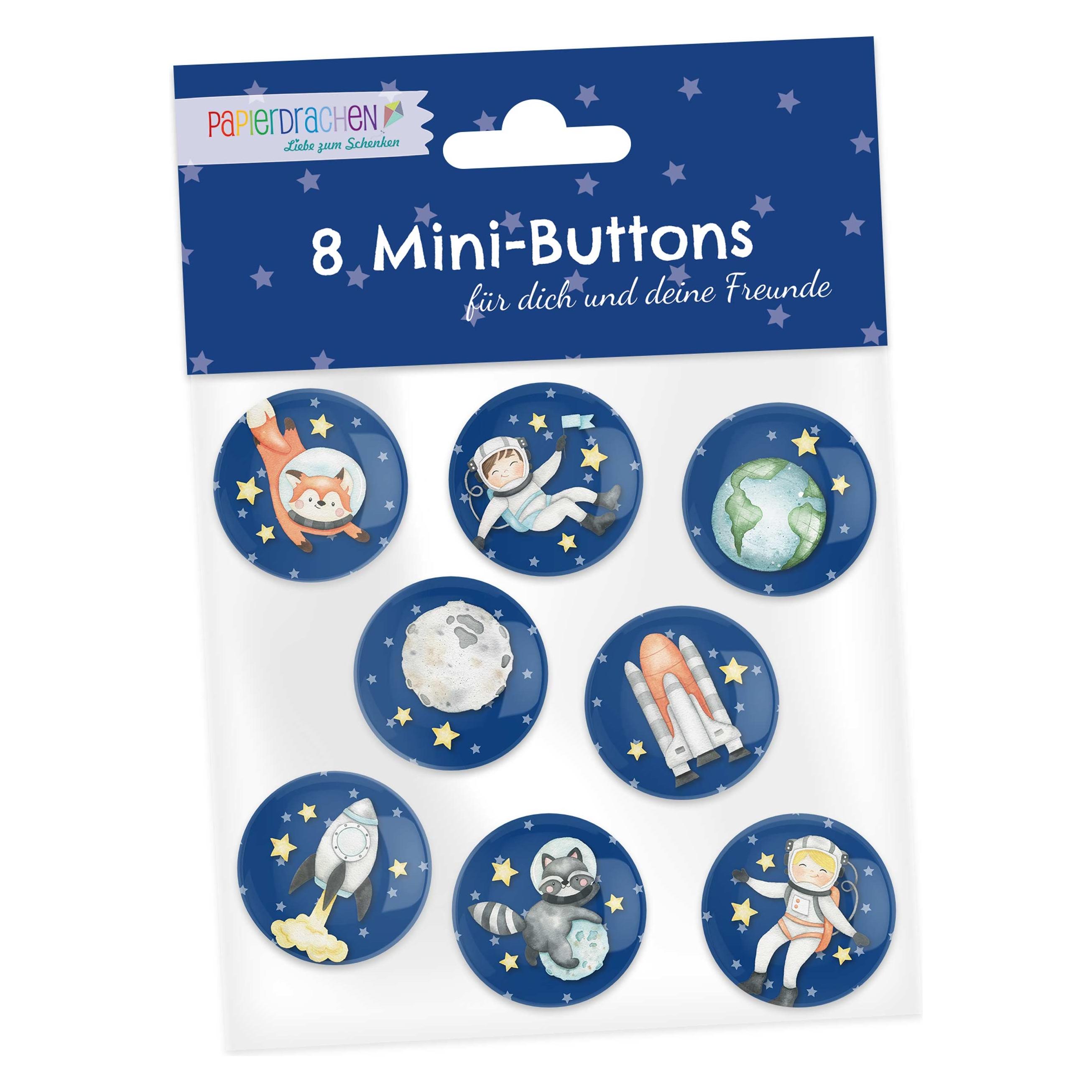 Papierdrachen 8 Mini Buttons - Astronaut (004-003-005)