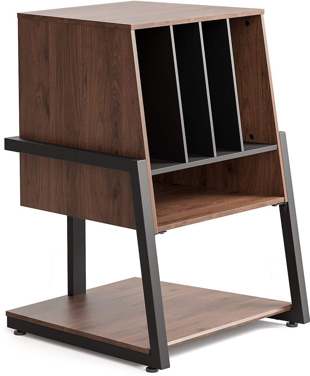 FITUEYES HiFi-meubel met 5 vakken voor 120 lp's en stereo-installatie - Walnoot