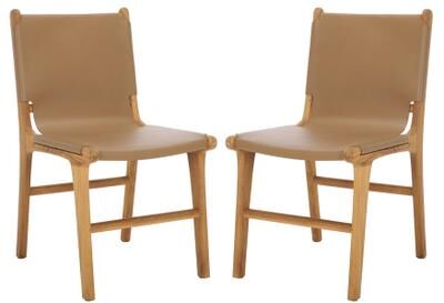 "SAFAVIEH Couture Cassaphina Leather Dining Chair Set of 2, Modern - 18"" W x 23"" D x 34"" H"