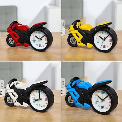Inspired Deals Creative Motorcycle Alarm Clock For Kids Bedroom Desk Novelty Motorbike Clock Decor Gift yellow
