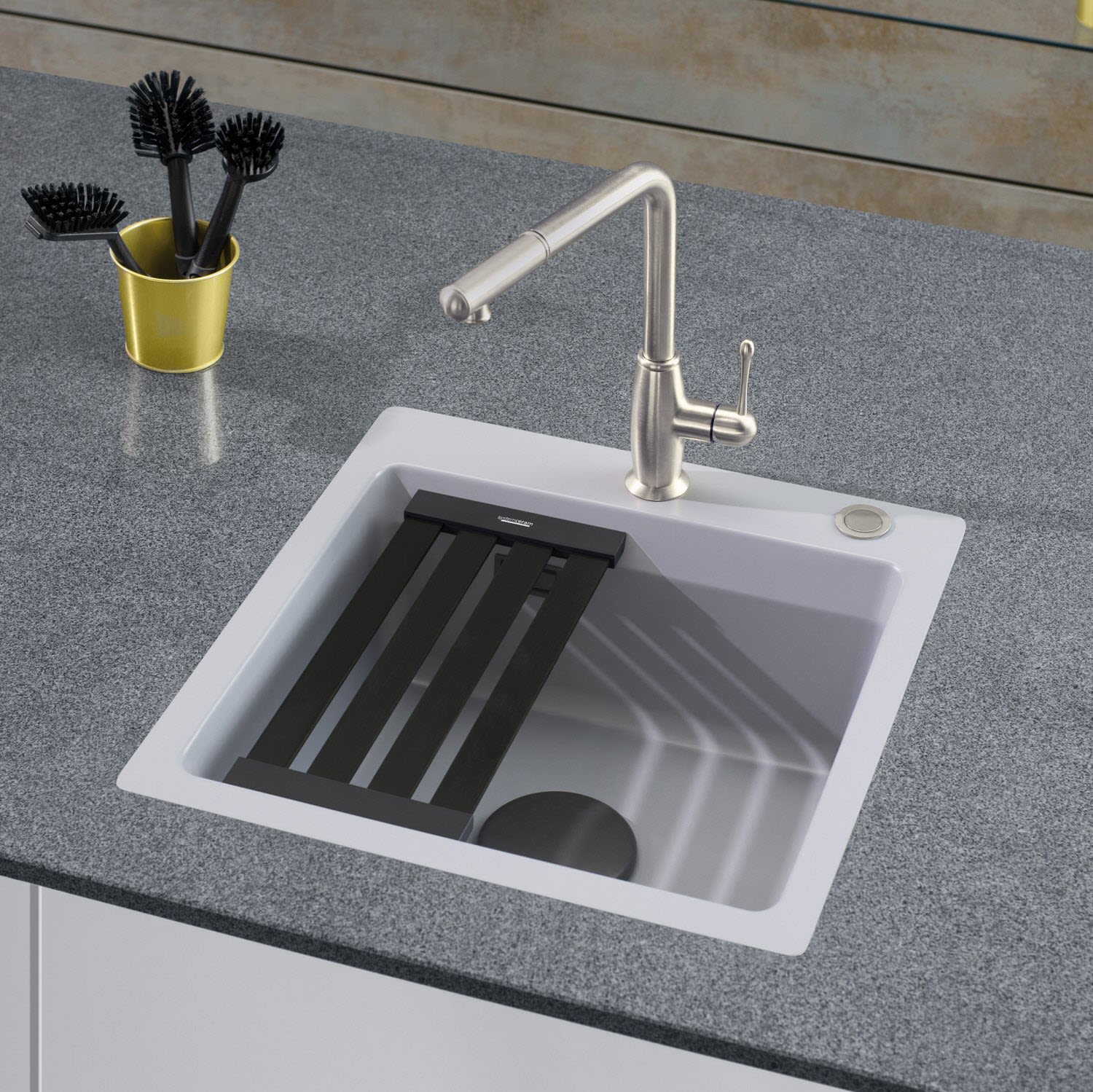 Systemceram Keradomo Kara 51 F sink with eccentric actuation 550302-12