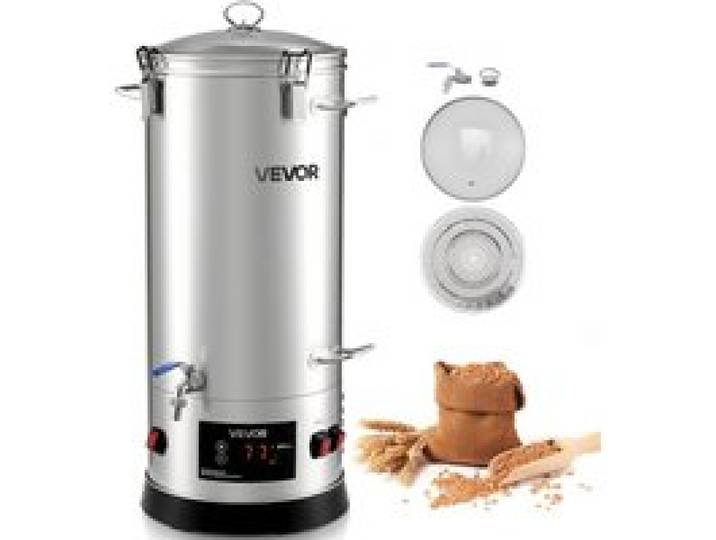 VEVOR elektrisches Bierbraugerät Bierbrauanlage Braukessel 30 L Hausgebrauch, Gehäuse aus Edelstahl 304, Maischekochgerät mit integriertem Innenfass & verstärktem Griff & Wasserhahn, Brausystem