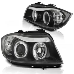 CCFL Angel Eyes Scheinwerfer passend für BMW 3er E90/E91 05-08 schwarz