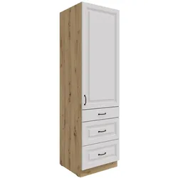 Küchen Hochschrank 60 cm Stilo Weiss Küchenzeile Küchenblock mit Schubladen