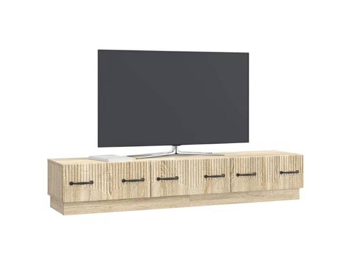 GKHPYURE TV-Schrank Sonoma-Eiche 147 x 34,5 x 27 cm Holztechnik, 3 Schubladen, Kabelmanagement, großer Stauraum, 60 kg