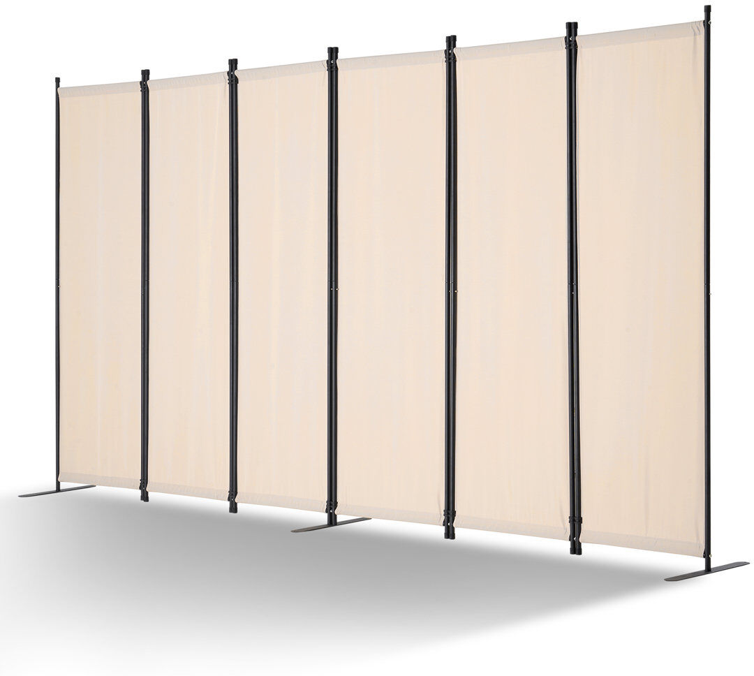 VEVOR Room Divider 6 Panel Fabric Room Privacy Screen for Office Bedroom Beige Beige 45cm H X 311cm W X 180.5cm D