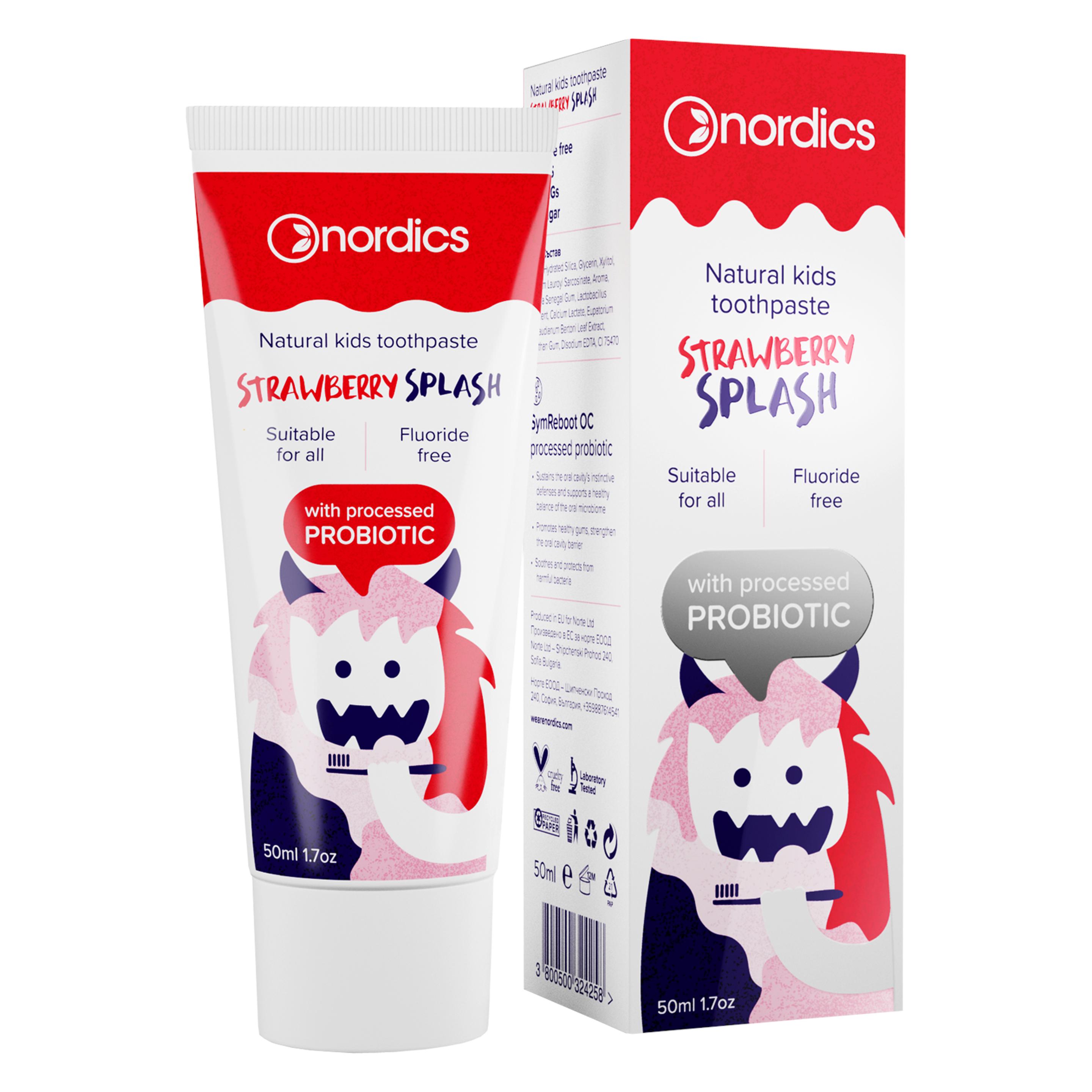 Nordics Zahnpasta Kids Strawberry Splasch probiotisch ohne Fluor (50 ml) (25043247)