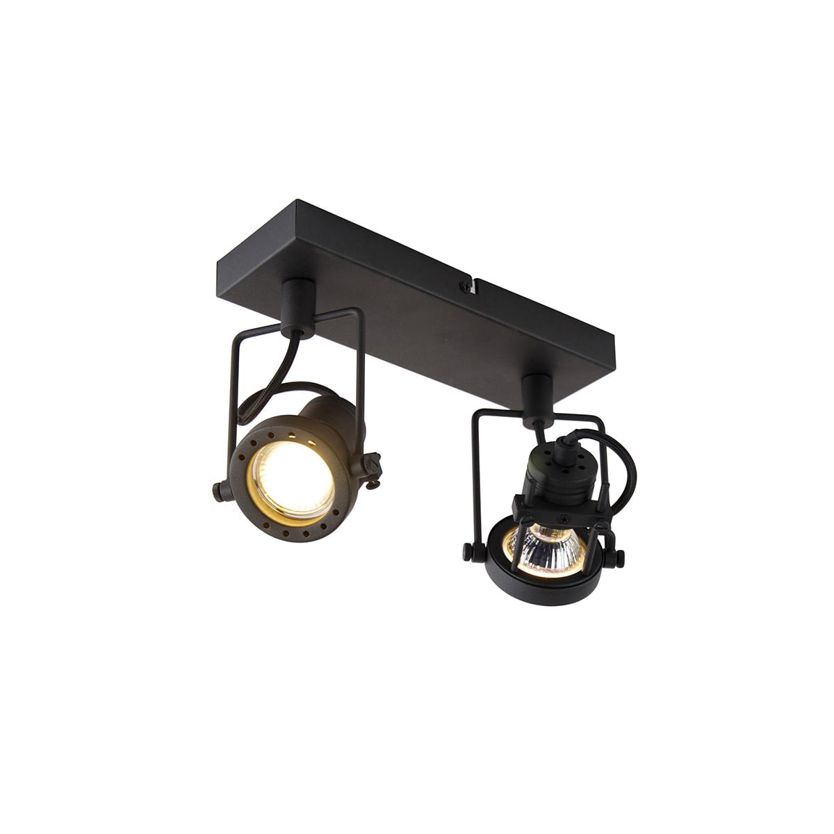 Qazqa Smart Spot Zwart met 2 Wifi GU10 Ledlampen en Dimfunctie