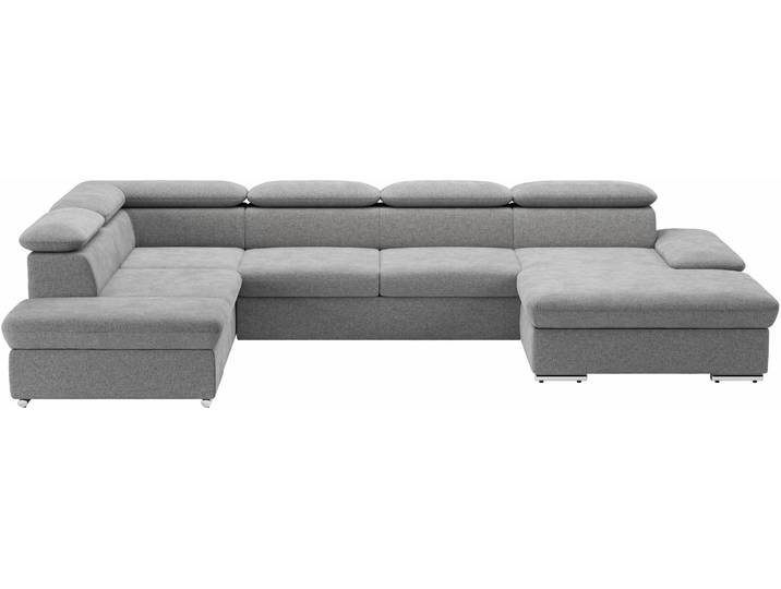Wohnlandschaft, 349x226 cm, Polyester, Grau, Mit Bettfunktion & Armverstellung, Modern, SIT & MORE