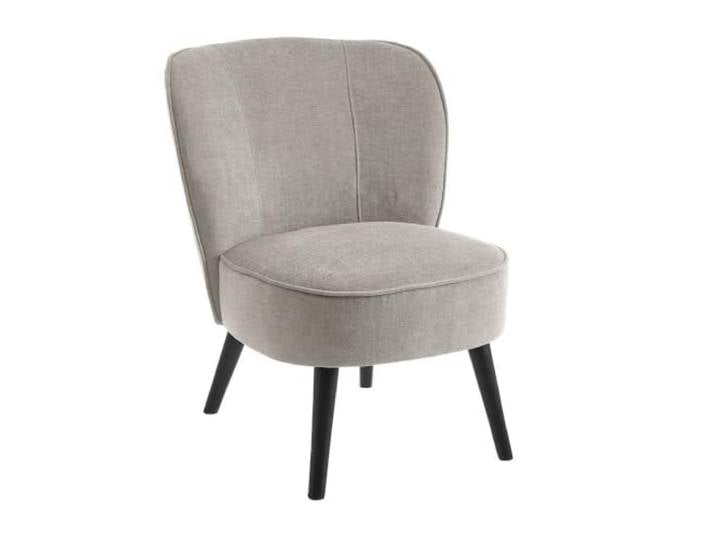 DRW Sessel aus Polyester und Holz in Hellgrau und Schwarz