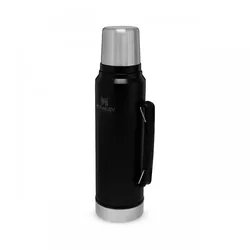 Stanley CLASSIC VAKUUM-FLASCHE 1,0 Liter, matt schwarz, doppelwandige Vakuumisolierung, Griff, Trinkbecher