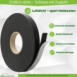Zugluftdichtung selbstklebend 200 m x 20 mm Fensterdichtung Dichtungsband Dichtung