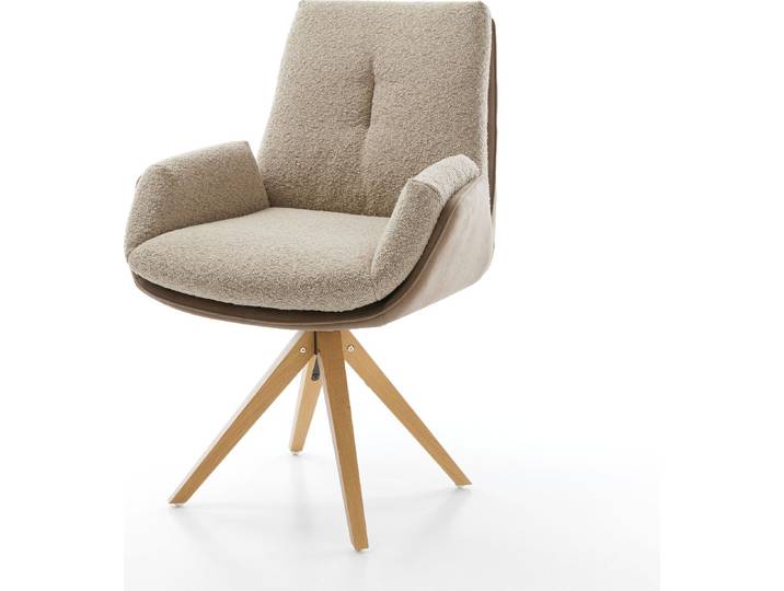 DELIFE Drehstuhl Clea-Flex Materialmix Schlamm Holzgestell kantig Natur 180° drehbar