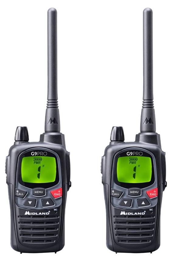 Midland G 9 Pro - Work Edition - tragbar - Zwei-Wege Funkgerät - PMR/LPD - 446 MHz - 101 Kanäle (Packung mit 2)