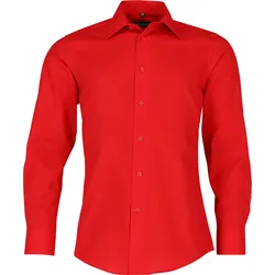 Russell Collection Tailliertes Popeline Hemd  Langarm, classic red, S