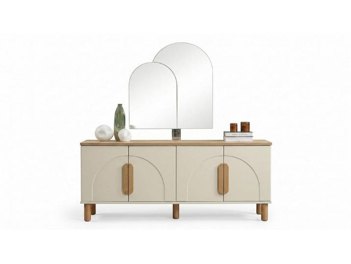 JVmoebel Sideboard Sideboard mit Spiegel Beige Modern Konsole Elegant statusbezogen, Made in Europa
