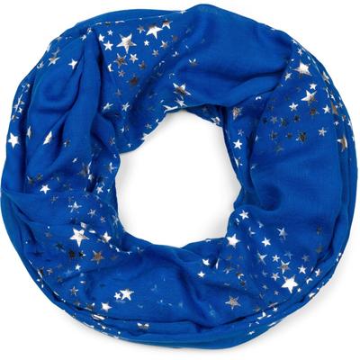 Loop STYLEBREAKER "Loop Schal mit Metallic Sterne Print", Damen, blau (royalblau), Obermaterial: 50% Viskose CV. 50% Baumwolle CO., Modisch, Modetücher Loop