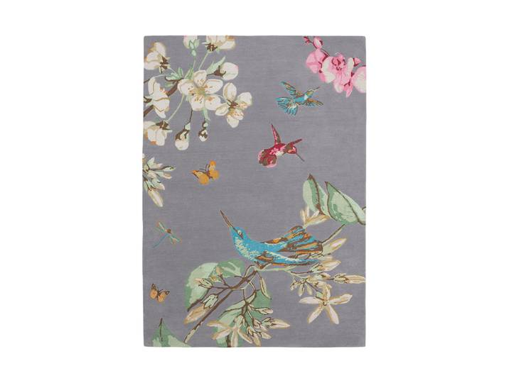 Handgetufteter Designer Wollteppich „Hummingbird“, verschiedene Grössen Grau WEDGWOOD