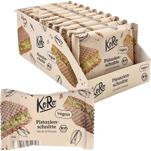 KoRo Waffeln Pistazien Schnitte, laktosefrei & vegan, BIO, mit Pistaziencreme, einzeln verpackt, 22 g, 12 Stück