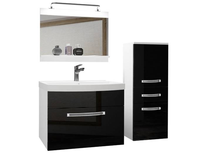 B Belini Group Badmöbel Badezimmer Schwarz, Glänzend, Holz, 100x81x40 cm, Badezimmer, Badmöbelsets & Badmöbelserien, Badmöbel-Sets