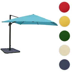 Gastronomie-Ampelschirm HWC-A96, 3x4m (Ø5m) Polyester Alu/Stahl 26kg ~ türkis mit Ständer