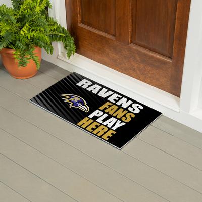 Evergreen "28 in. x 16 in. Baltimore Ravens ""Fans Play Here"" PVC Door Mat"