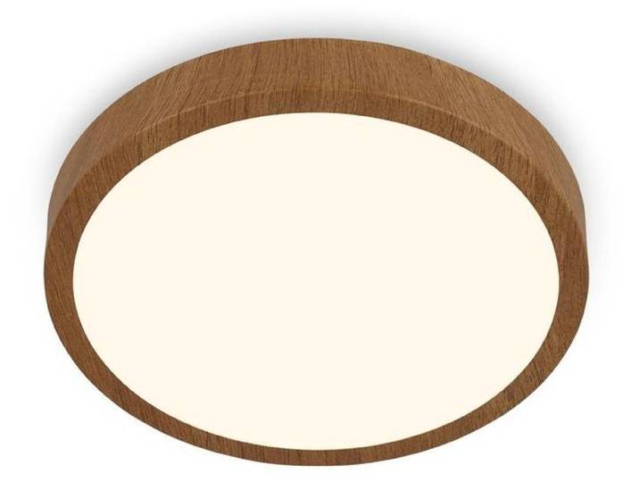 BRILONER -Plafonnier LED\, plafonnier en bois\, lumière blanche chaude\, plafonnier apparent\, aspect bois\, Ø280x40 mm\, Wood-coloured