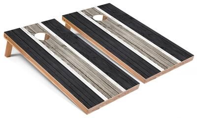 Skip's Garage Dark Grey Striped Regulation 2x4 Cornhole Board Set