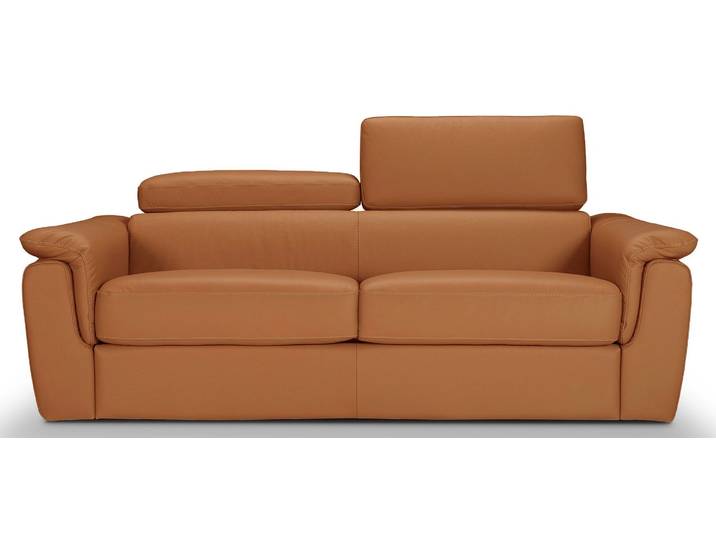 PERLA - Canapé Convertible 4 places - Cuir, Rouille