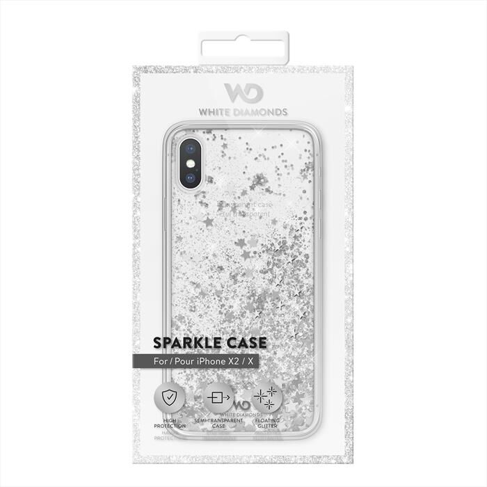 WHITE DIAMOND Sparkle Cover iPhone X/xs Stelle-argento/tpu